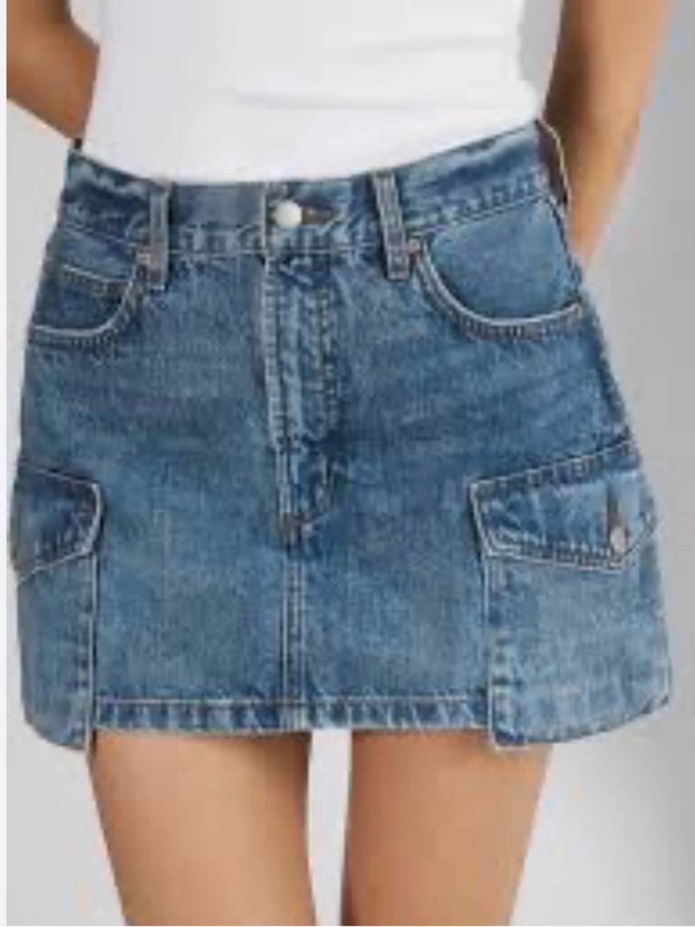 Denim Forum The '90s Cargo Mini Denim Skirt Blue Size Small